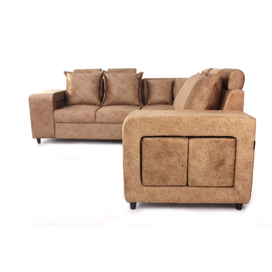 Primrose Amanda HM Fabric 5 Seater Sofa Set With Ottomans - Tan